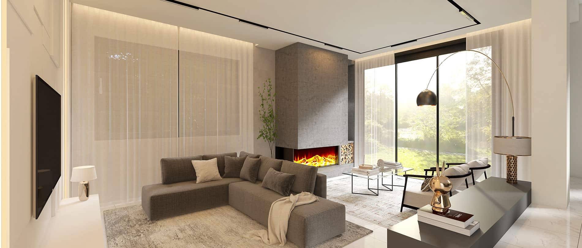 Sala de estar de estilo minimalista de proyecto de interiorismo