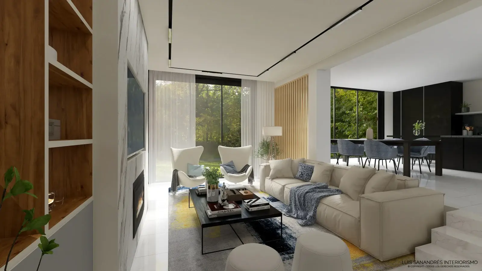 Sala de estar elegante del proyecto en Can Girona